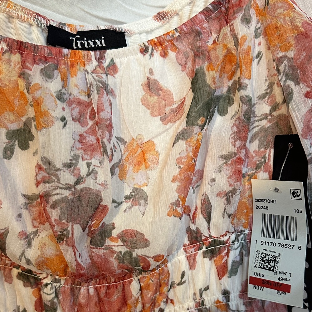 Trixxi Floral Mini Dress - Pink, Orange & Green Print - Picture 2 of 3